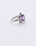 PURPLE CZ LEAF RING