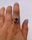 PURPLE CZ LEAF RING