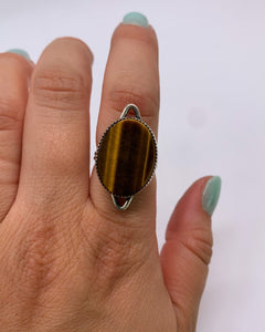 OVAL TIGER EYE RING • Sz 5.5