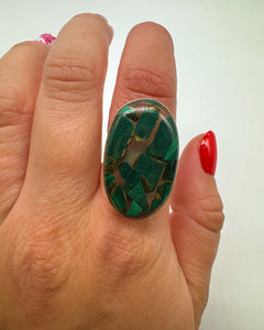 MALACHITE COPPER RING • Sz 5.5