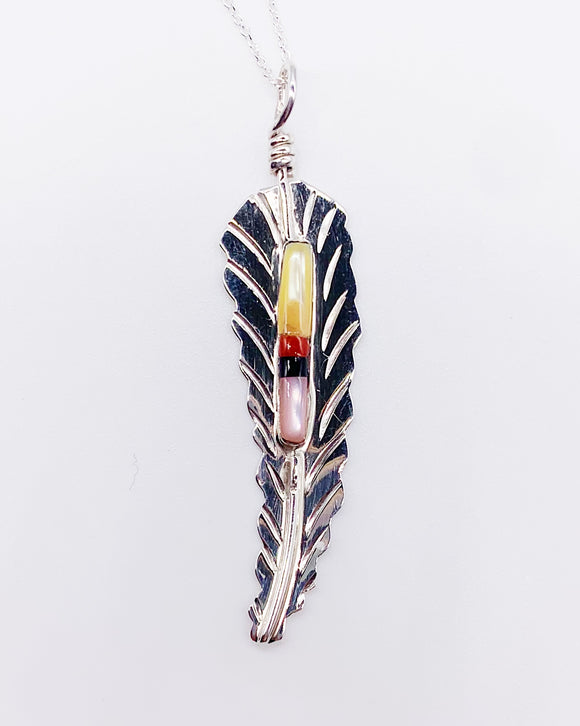 NAVAJO INLAY FEATHER NECKLACE