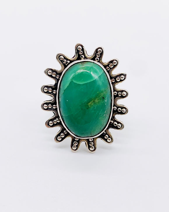 CHRYSOPRASE BURST RING ⋄ Size 7.5