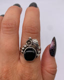 NAVAJO ONYX LEAF RING ⋄ Size 7.25