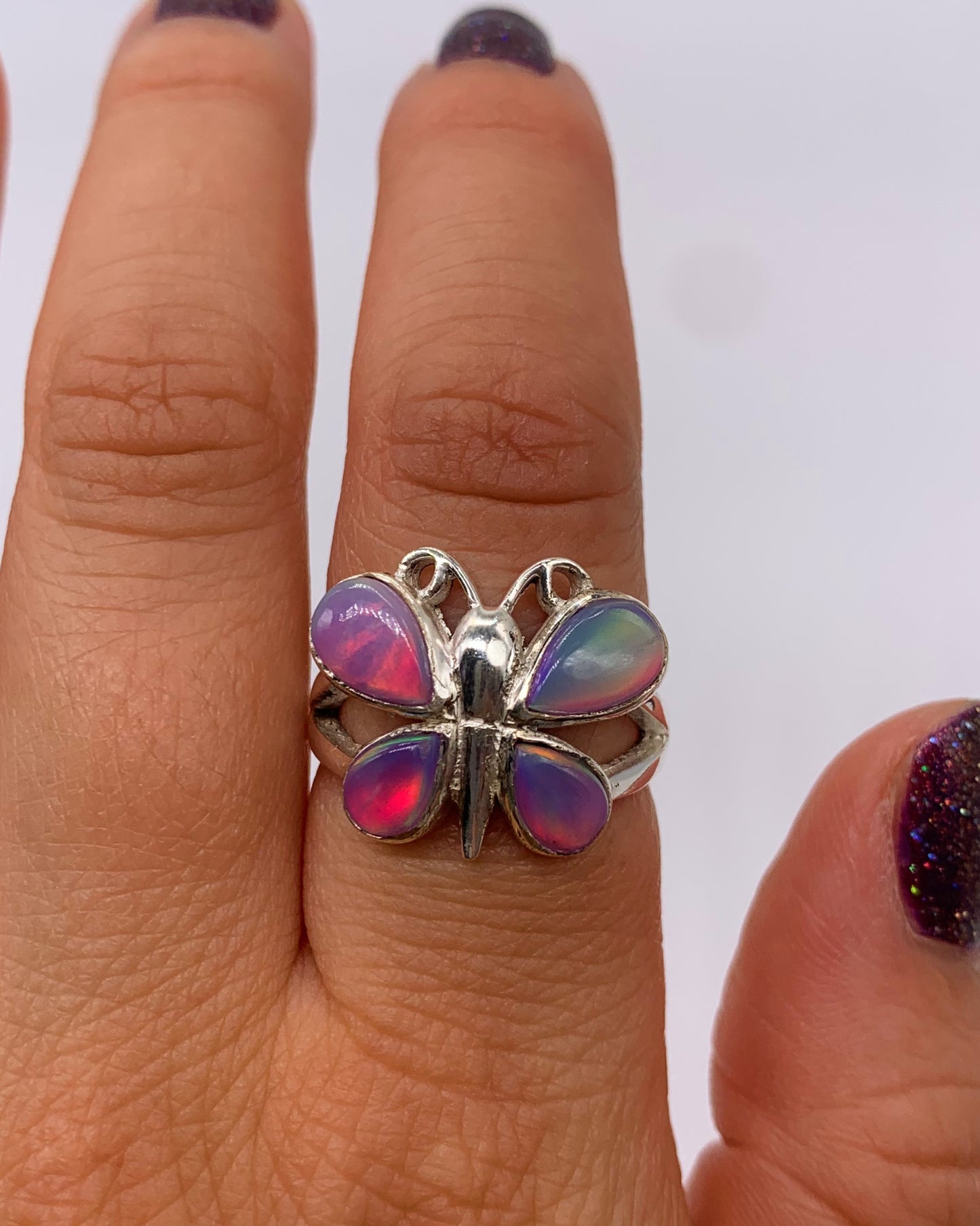 AURORA OPAL BUTTERFLY RING • Sz 6.25