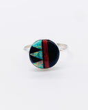 ZUNI JET & OPAL INLAY RING ⋄ Size 9.75