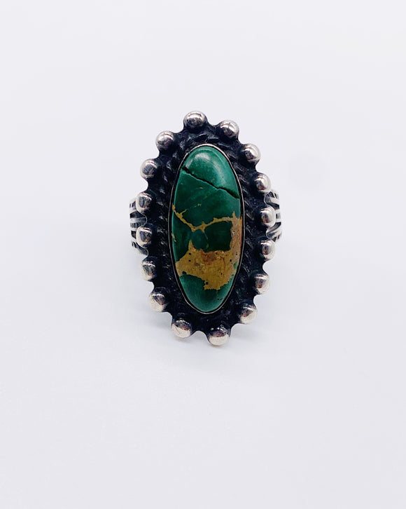 GREEN TURQUOISE DROP RING • Sz 6