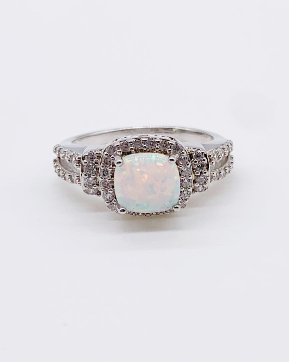 WHITE OPAL CUSHION RING ⋄ Size 7.25