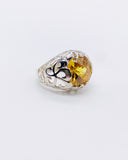 YELLOW CZ ETCHED RING • Sz 7