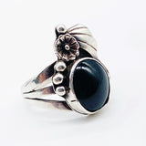 NAVAJO ONYX LEAF RING ⋄ Size 7.25