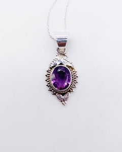 AMETHYST LEAF NECKLACE