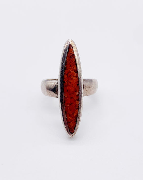NAVAJO CORAL MARQUISE RING ⋄ Size 3.75