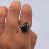 RAW RUBY TOURMALINE STERLING SILVER RING ⋄ SIZE 6.25 & 7