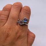WRAPAROUND MOONSTONE STERLING SILVER RING ⋄ SIZE 6.5-7.5