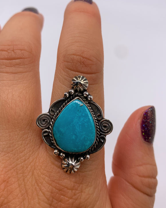 TURQUOISE SWIRL RING • Sz 10.75