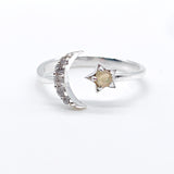 ETHIOPIAN OPAL MOON & STAR RING ⋄ Size 8.5 - 9.5