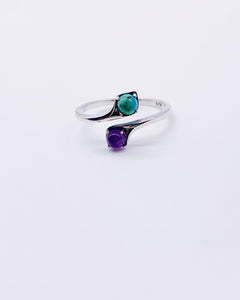 TURQUOISE & AMETHYST DUO RING • Sz 9.5