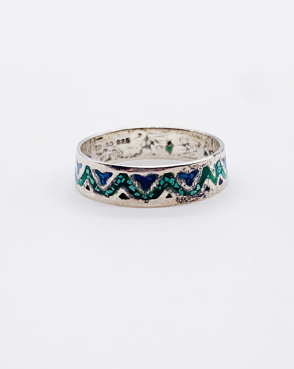 TURQUOISE & LAPIS CHEVRON BAND ⋄ Size 6