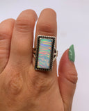 WHITE OPAL BLOCK RING