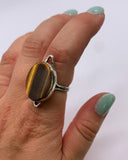 OVAL TIGER EYE RING • Sz 5.5