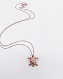 PINK OPAL TURTLE GOLD NECKLACE