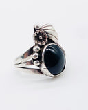 NAVAJO ONYX LEAF RING ⋄ Size 7.25