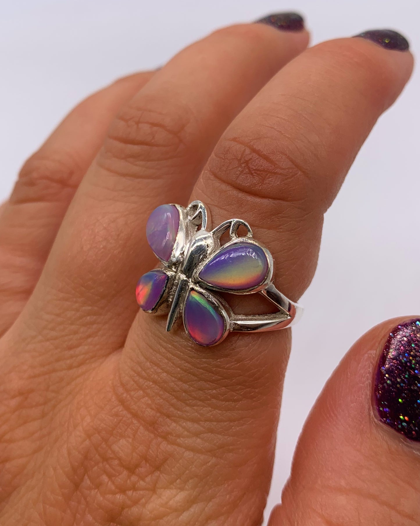 AURORA OPAL BUTTERFLY RING • Sz 6.25