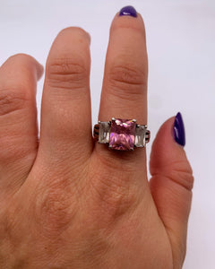 PINK CZ PRINCESS CUT RING