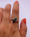 TURQUOISE & AMETHYST DUO RING • Sz 9.5