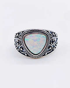 WHITE OPAL FILIGREE RING ⋄ Size 8.75
