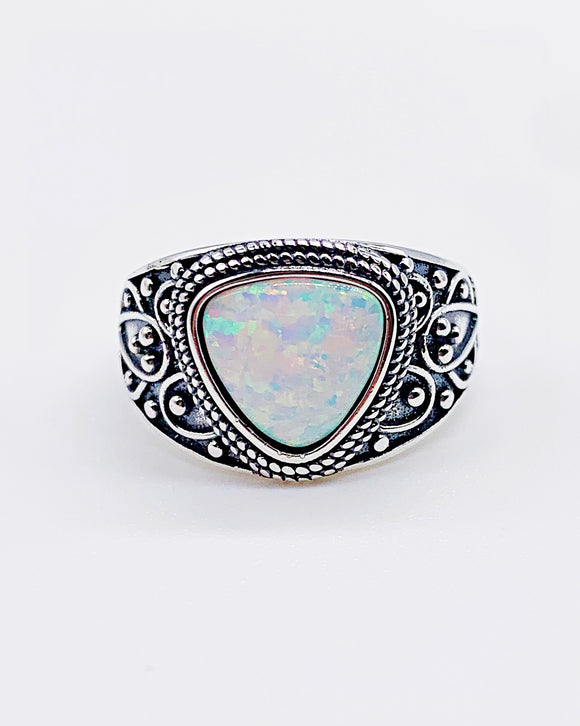 WHITE OPAL FILIGREE RING ⋄ Size 8.75