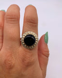 ROUND ONYX RING • Sz 8