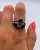 TRIPLE RHODOLITE RING • Sz 6.5