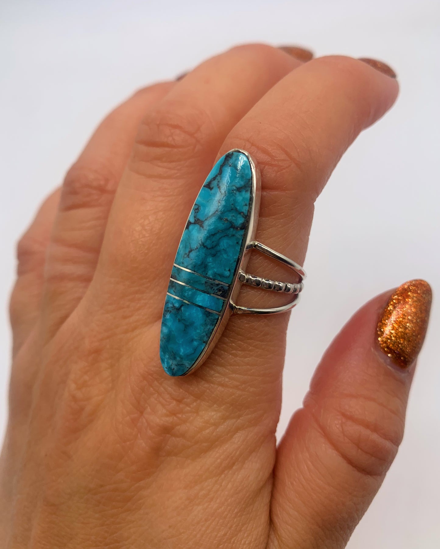 BLUE TURQUOISE INLAY RING