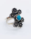 KINGMAN TURQUOISE FLORAL RING ⋄ Size 6