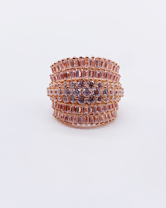 ROSE GOLD CZ LAYER RING