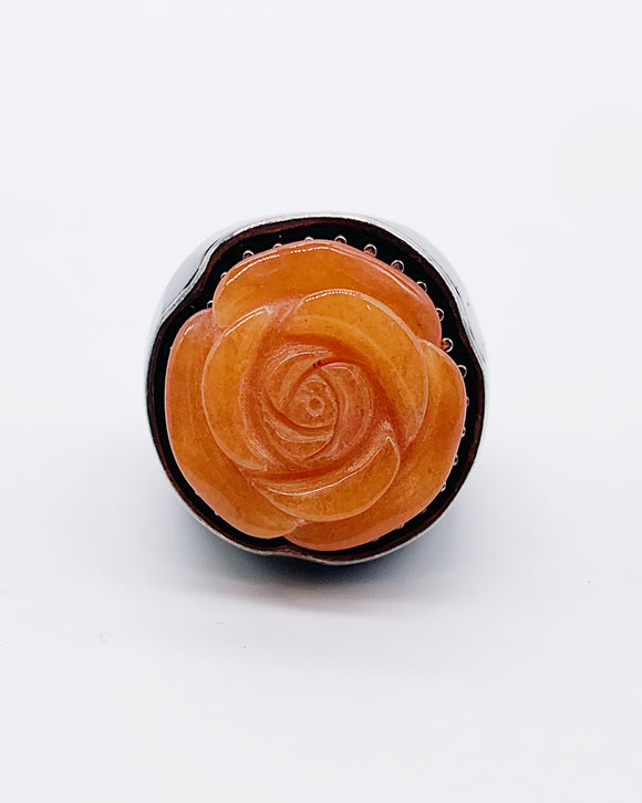 CARVED CARNELIAN ROSE RING ⋄ Size 7