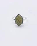 LABRADORITE HEXAGON RING • Sz 9