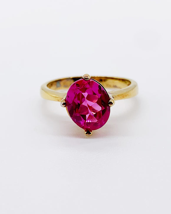PINK RUBY GOLD RING ⋄ Size 8