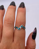 NAVAJO TURQUOISE ZIGZAG RING ⋄ Size 5