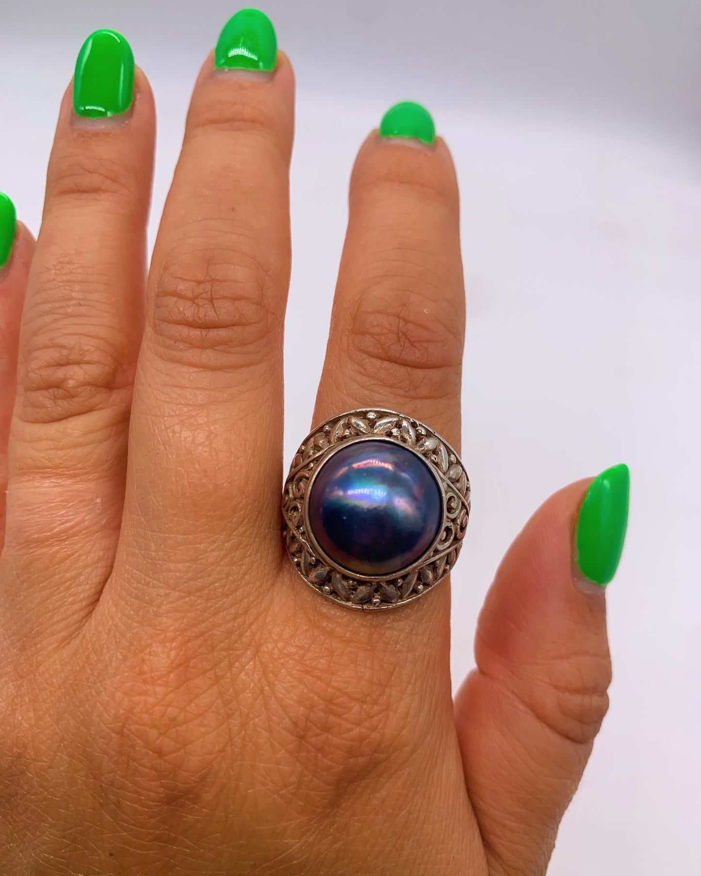 BLUE MABE PEARL RING