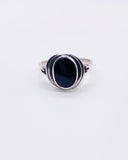 BLACK AGATE ORBIT RING • Sz 9.75