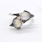 WRAPAROUND MOONSTONE STERLING SILVER RING ⋄ SIZE 6.5-7.5