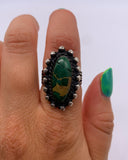 GREEN TURQUOISE DROP RING • Sz 6