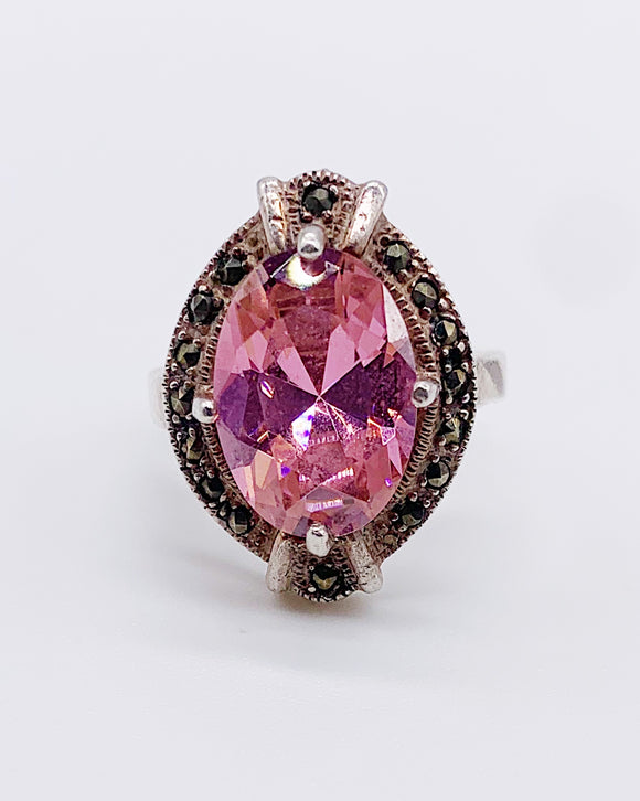 PINK CZ HALO RING ⋄ Size 7.25