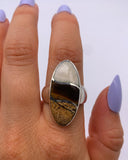 TIGER EYE & AGATE INLAY RING ⋄ Size 8.75