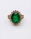 GOLD EMERALD COCKTAIL RING ⋄ Size 6.25