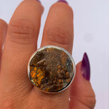ORANGE LABRADORITE STERLING SILVER RING ⋄ SIZE 6