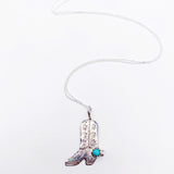 NAVAJO TURQUOISE COWBOY BOOT STERLING SILVER NECKLACE ⋄ 18 INCH
