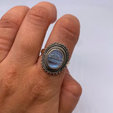 OVAL MOONSTONE STERLING SILVER RING ⋄ SIZE 8