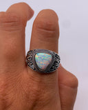 WHITE OPAL FILIGREE RING ⋄ Size 8.75
